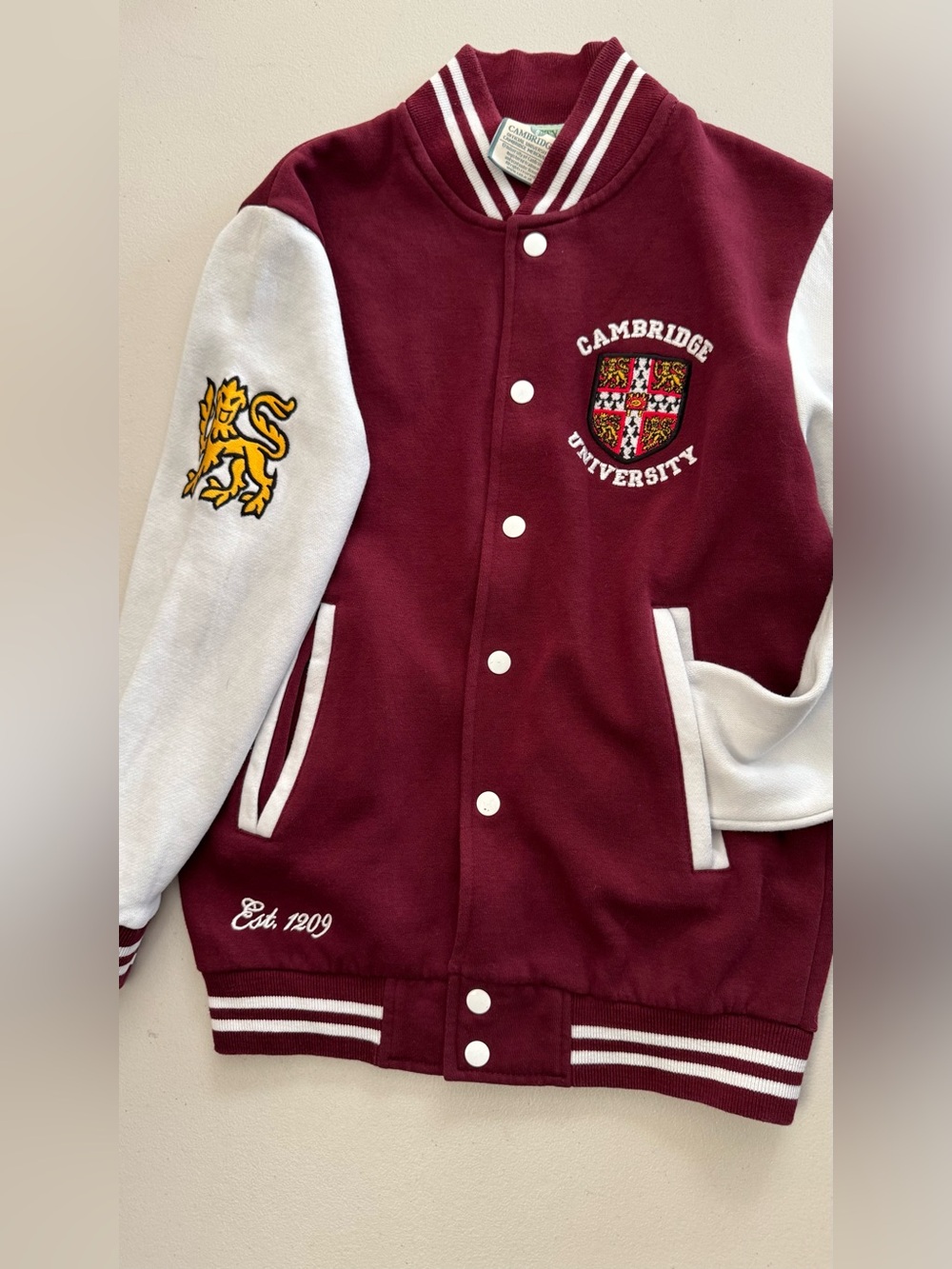 Maroon and White Varsity Jacket